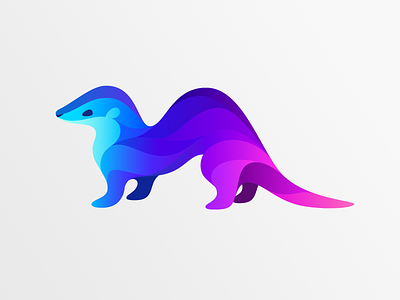 Otter animal blue colorful logo lutra security mark neon otter vector violet