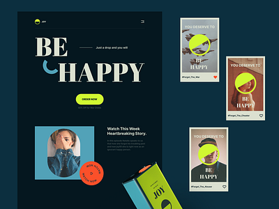 Be Happy be happy branding concept dark design green happy joy minimal tablet ui web