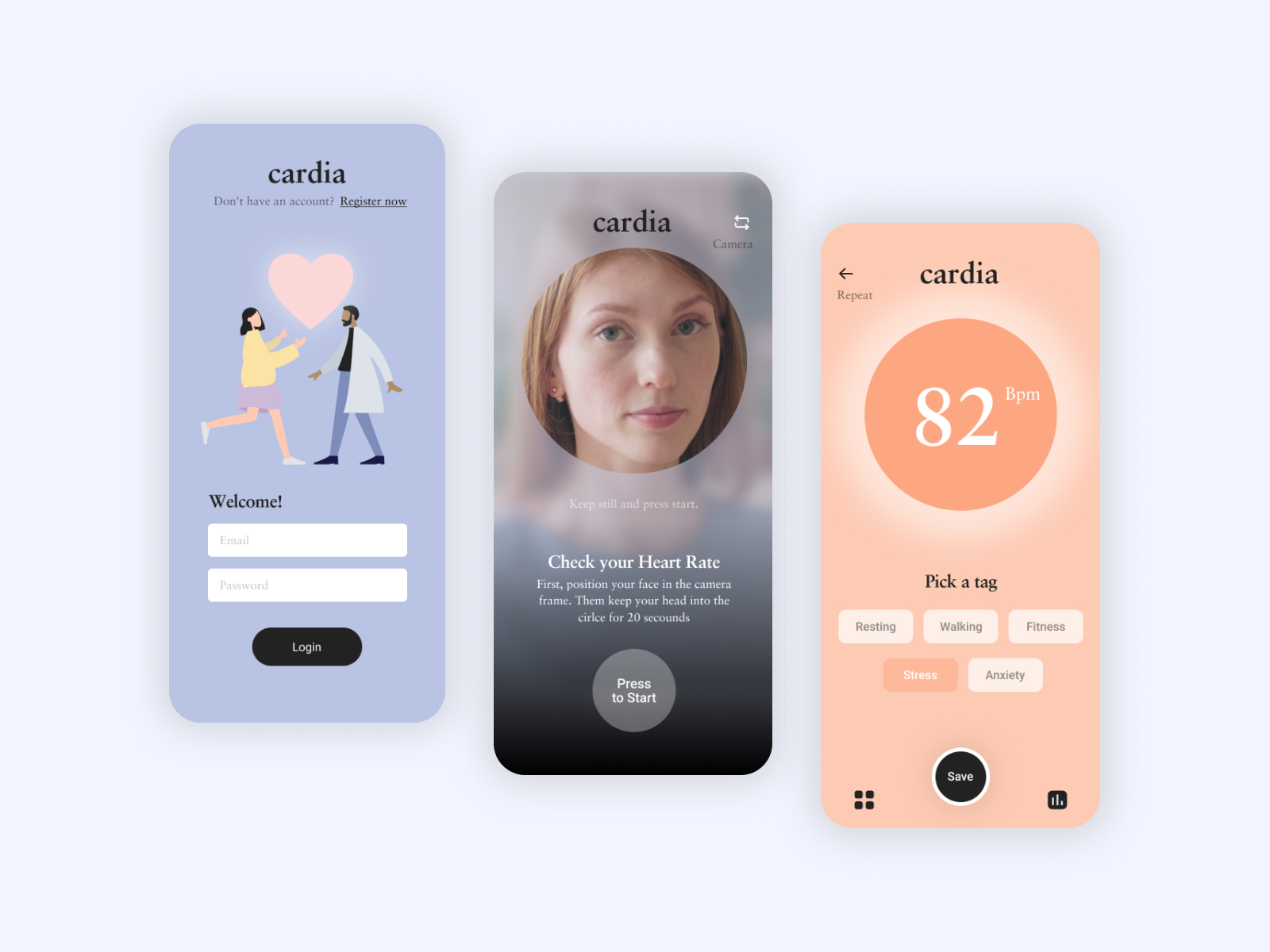 Cardia Health Animation Concept bpm branding design doctor health heart medical minimal patient typography ui ux vital