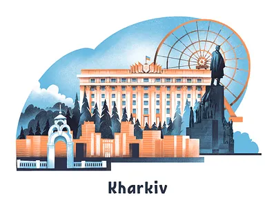 Cities of Ukraine: Kharkiv architecture art building city creative illustration design design studio digital art digital artwork digital illustration digital painting graphic design illustration illustrator kharkiv stand with ukraine ukraine ukrainian urban urban art