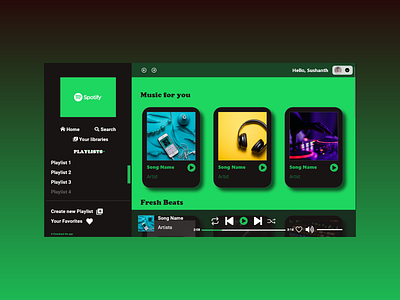 Spotify Web Re-design branding design redesign responsive design spotify ui web