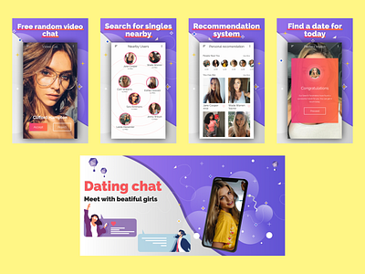 Dating app Covers app application cover dating dating app design icon illustration typography vector
