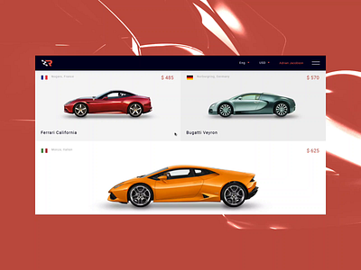 Rentarace car catalog action adaptive design blue booking car booking luxury cars minimal motion promo red sport cars ui uidesign uiux uxi design web web design webdesign webdesigns website design