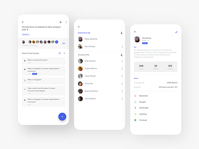 Online Learning App - Class Detail & Profile classroom course dailyui education ios learning app online class online course online learning profile ui uiux ux