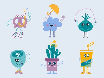 Moon Monsters cactus character design cloud cute ecosystem monster moon odd onion pretzel weird