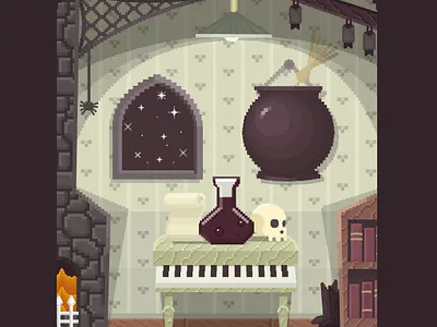 Pixel Perfect - 8-Bit Tool Kit - Haunted House 8 8 bit 8 bit 8bit bats bit cat cauldron fireplace halloween haunted haunted house house pixel retro skull spider spooky witch