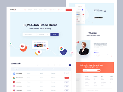 Job Finder Web Design UI app branding clean designer home page job application job board job listing job search job seeker jobs jobsite landing pages madhu mia ui ux web web design webdesigner website