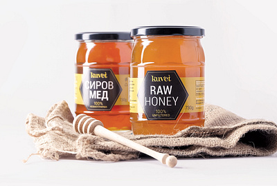 Kuvet Raw Honey food honey label design packaging design