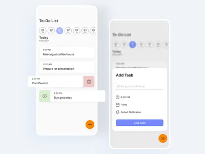 To-Do List UI 042 adobexd app card concept dailyui dailyuichallenge design events interaction interface light mobile popup simple tasks todolist ui uidesign ux
