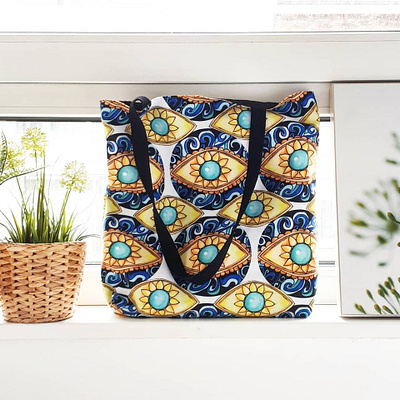 Summer in Croatia eye eyes ocean pattern sea summer sun surface pattern design tote bag waves