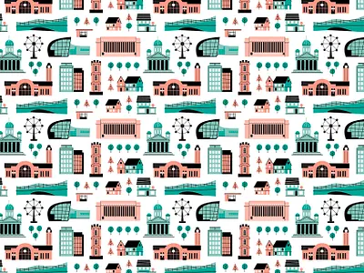 Helsinki pattern buildings city city life digital illustration finland illustration landmarks landscape minimal pattern scandinavia