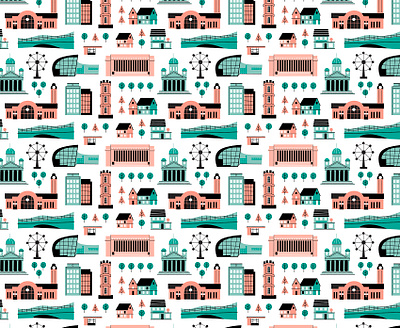 Helsinki pattern buildings city city life digital illustration finland illustration landmarks landscape minimal pattern scandinavia