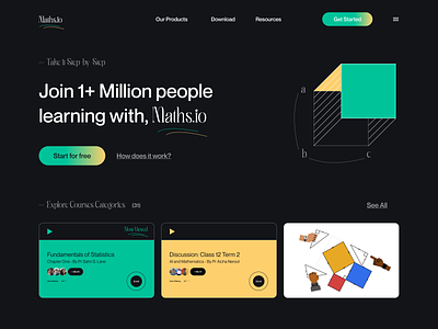 Maths.io - Mathematics E-Learning App animation courses geometry graphic design learn learning mathematics maths science statistics ui ux website
