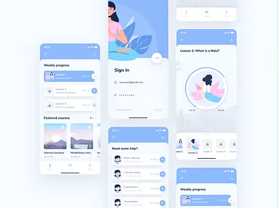Meditations mobile app 🧘‍♀️ app cards ui course app courses design illustration illustrations inspiration inspirations ios app design learning app lessons mobile app mobile app design player ui typography ui uidesign uiux ux