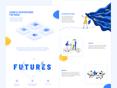 Illustrations for NAGA ai art blue character character design characters cryptocurrency digital art figma figma design icons icons pack icons set illustration illustrator uiux vectors web web design yellow