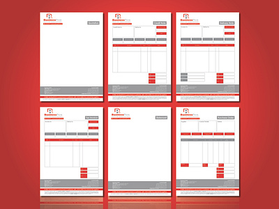 BusinessPrint Stationery branding corporate identity credit note delivery note design grey pantone 485 pantone grey 7 print printing company purchase order red statement stationery tax invoice vector