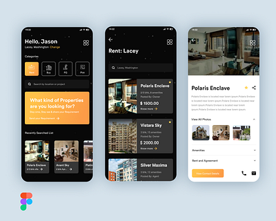 Real Estate - Mobile UI figma mobile ui design own home paying guest plot ui uiux