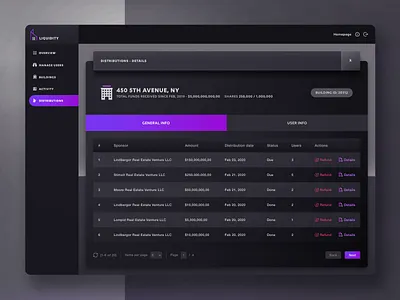 LIQUIDITY - Real Estate Platform for selling, buying, trading buildings dashboard design interface platform real estate shares transactions ui ux web