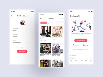 Sport video platform design illustration ios mobile mobile ui profile registration sport online ui ui design video workout