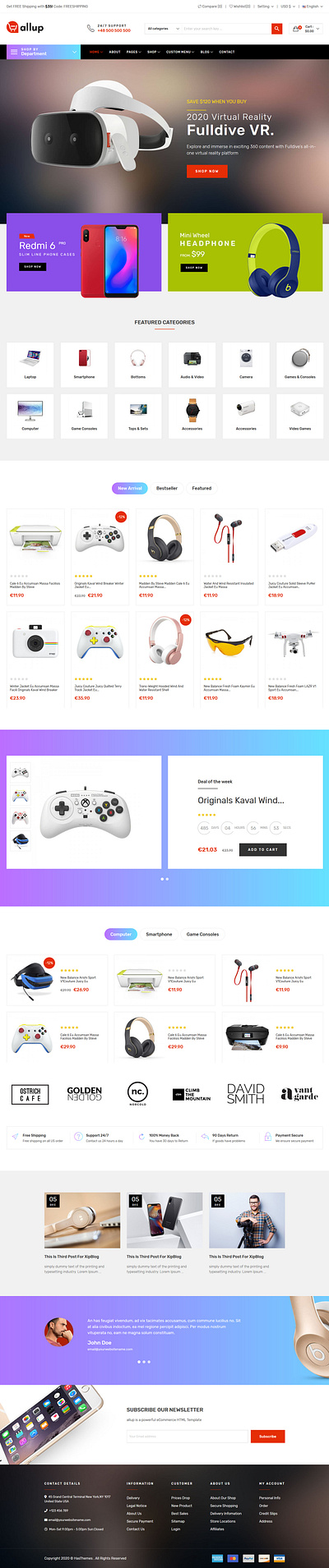 Allup – Electronics eCommerce HTML5 Template accessories bootstrap clean digital digital products ecommerce electronic html electronics electronics parts electronics shop gadgets html5 modern products responsive store