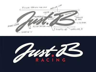 Just.B branding brush lettering calligraphy cars custom guidelines handwritten idea illustration justb lettering lettering logo logo logolearn process racing script sketch typography