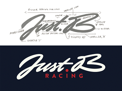 Just.B branding brush lettering calligraphy cars custom guidelines handwritten idea illustration justb lettering lettering logo logo logolearn process racing script sketch typography