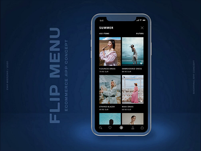 eCommerce App Concept / Hamburger Menu adobexd animation appdesign dark ecommerce fashion flip gif hamburger interaction menu micro interaction microinteraction motion protopie prototype shopping simple userexperience userinterface