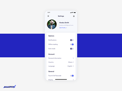 Settings app design ebook ui ux