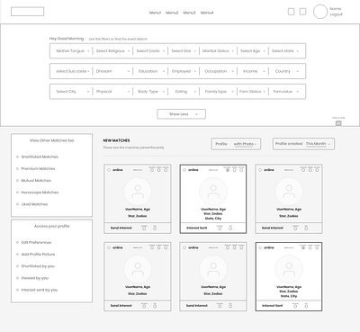 Matrimony_stage_2 design prototype vinith wireframe