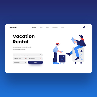 "Discover" Vacation Rental Website UI. adobe illustrator adobe photoshop adobexd behance design download free fresh icon photoshop ui uiuxdesign ux web website xd design xddailychallenge