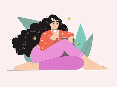 The Herbal Lady 2d art 2d illustration bees character characterdesign cute character cute girl cute illustration flat design flat illustration flatcolors illustration minimal nature tea vector artwork vector design vectorart womanillustration