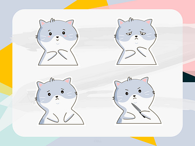 4 стани cat collage design illustration illustrator sticker stickers vector