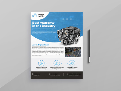 Engine A4 Flyer Design a4 auto auto repair branding car engine engine flyer graphic design layout leaflet ui