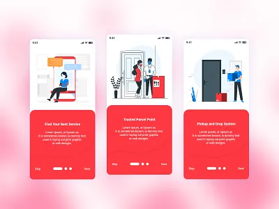 Parcel Courier Mobile App UI Template andorid. ui app business clean courier ios mobile mobile app mobile app design mobile application parcel psd red template ui uidesign uidesigner uidesigners ux uxdesigner