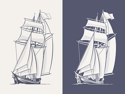 Ships branding bw design illustration logo nautical ship