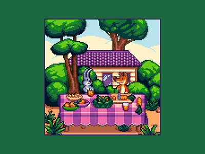 Picnic 16bit background cute cute animals enviroment game art game design gaming illustration picnic pixel art pixel picnic pixelart