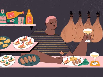 Punch Sparkling Wine digital digital art digital illustration drawing food animation food art illustration photoshop procreate sparkling wine wine animation woman
