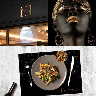 Nameza branding design gold logo minimal moodboard portfolio portugal restaurant style typical typography