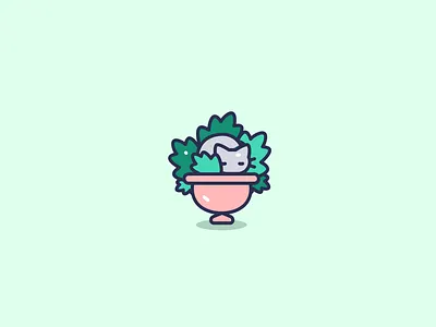 Cat in pot animal cat character cute design flat icon illustration illustrator kawaii vector