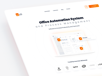 Office Automation System - Website Design automation system clean landing page laptop minimal office orange product design simplicity ui ui design ux design white design