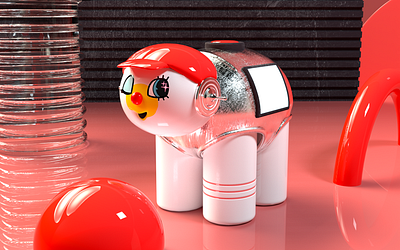 Robot #1 3d illustration 3d rendering animal baseball hat c4d character design cinema 4d environment machine red retro robot toy vintage