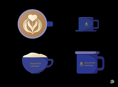 Coffee icons adobe illustrator branding cappuccino coffee cups drops espresso graphic icon icons illustration latte latte art mugs navy blue vector