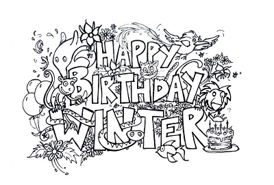 Happy Birthday Winter birthday birthday card childrens book illustration childrens illustration handdrawn illustration kids illustration