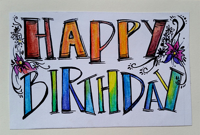 Happy Birthday Colour birthday card colour handdrawn illustration art