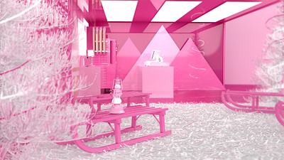 Bunny Hill Chill 3d art 3d design 3d designer adobe dimension adobe photoshop booth brand design brand identity branding experiential design ice cream shop immersive installation pink pop up tradeshow typography white