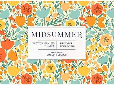 MIDSUMMER seamless pattern bloom blossom design exotic fabric floral flower pattern seamless summer surface vector