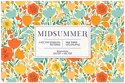 MIDSUMMER seamless pattern bloom blossom design exotic fabric floral flower pattern seamless summer surface vector