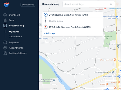 Plan a Route dashboard dashboard design dashboard ui design icon design icons interface map ui maps saas app saas design ui user experience user interface ux