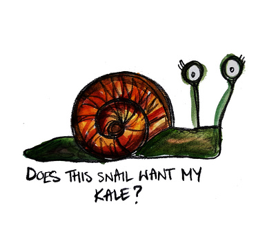 Kale Snail acrylic childrens illustration handdrawn kale nature art nature illustration snail