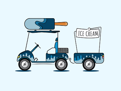 Ice Cream Cart | Blue adobe branding design draw flat golf cart ice cream ideas illustration illustrator interaction interface procreate shadow sketch ui ux vector vector art web design